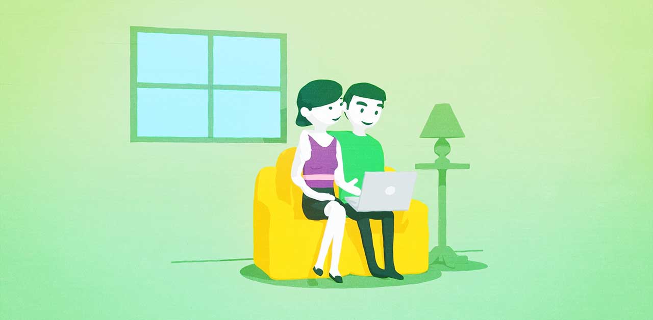 Still do vídeo comercial da Cataguá com casal em casa